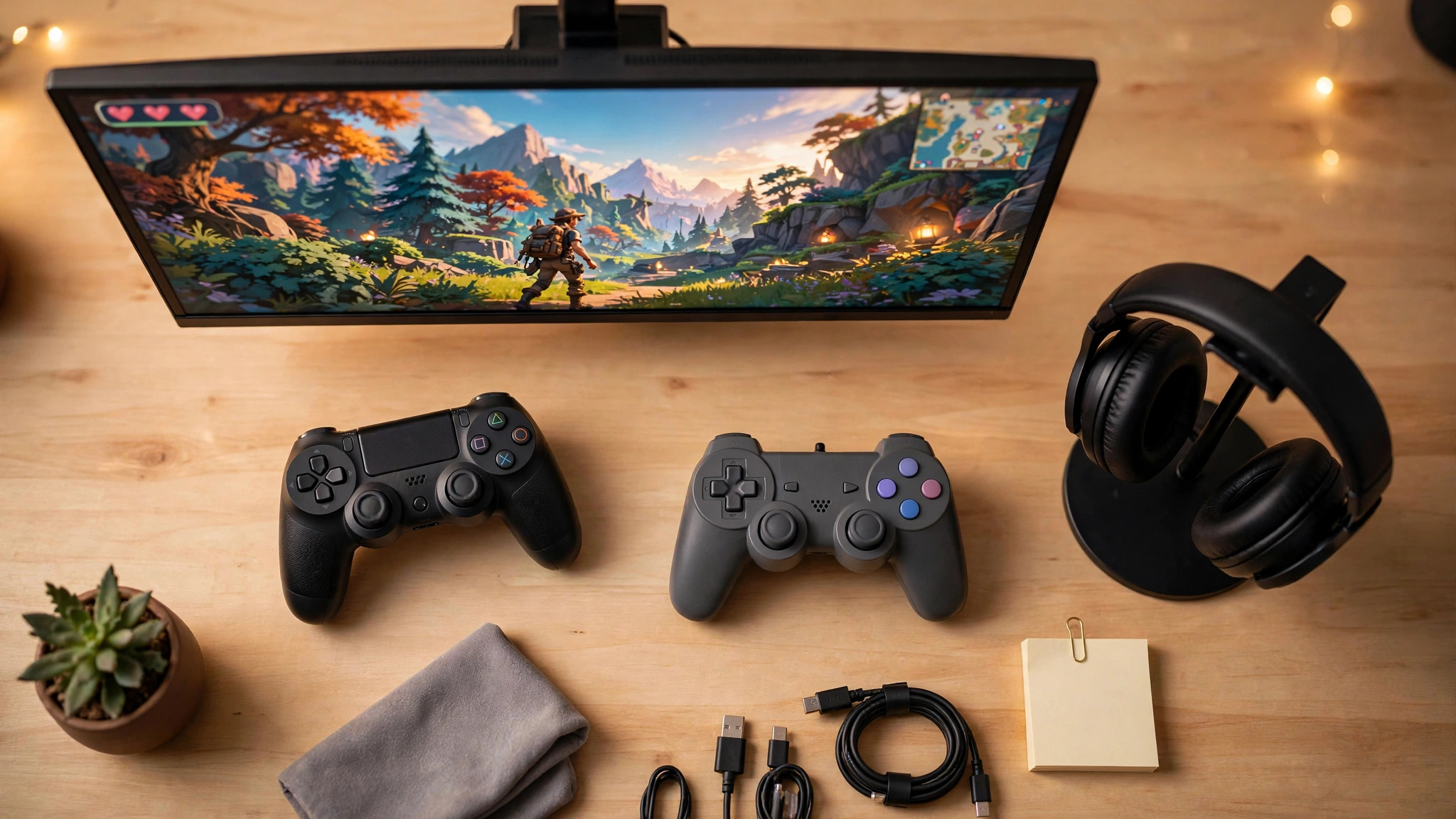 Screenshot tools cheat sheet on a gaming desk